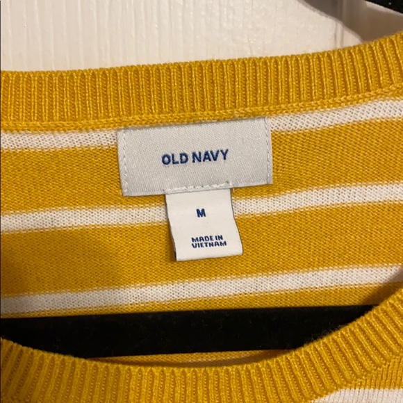 Old Navy yellow and white striped sweater - Picture 2 of 2